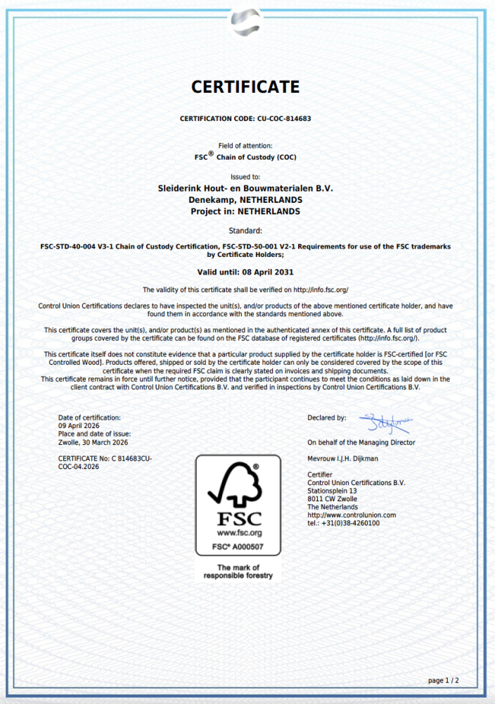 FSC certificaat 2026 - deel 1