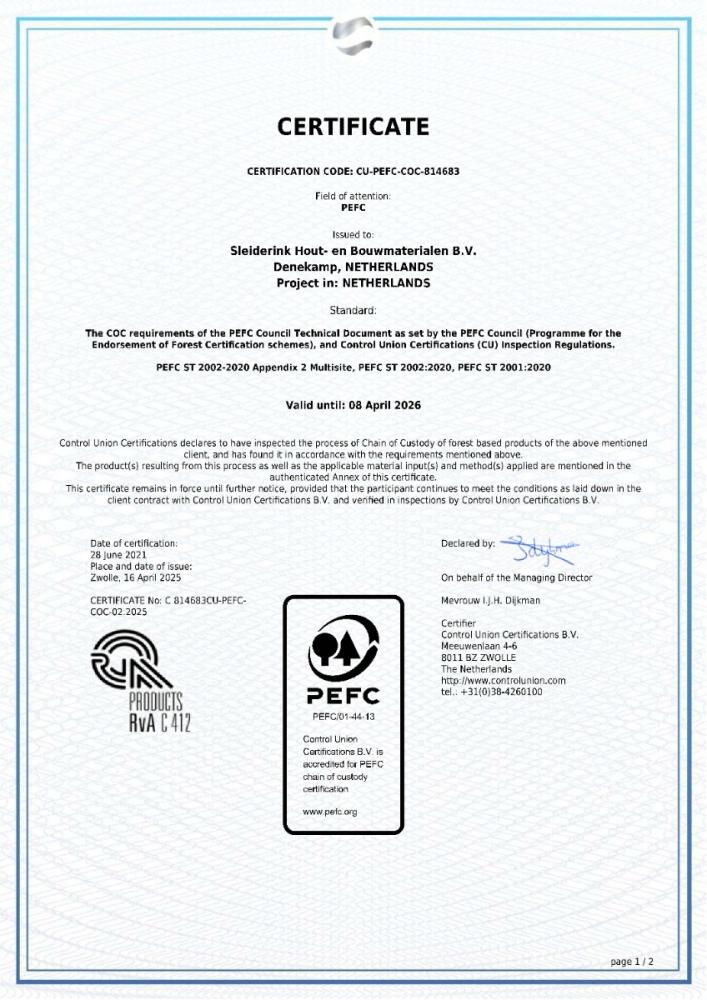 PEFC certificaat 1