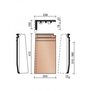 Koramic Actua 10 EB Gevelpan Links - Leikleur mat engobe (703) tekening