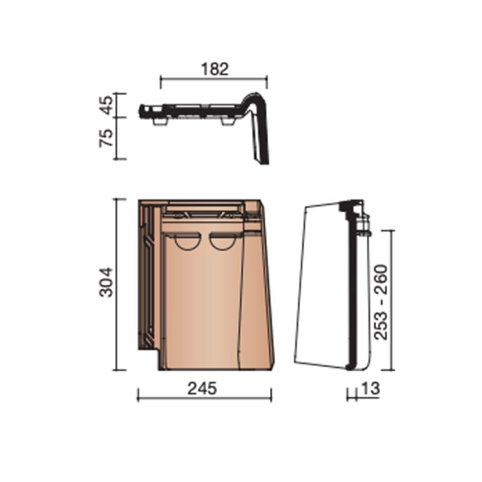 Koramic Tuile Du Nord Opalys Gevelpan Rechts (7090) Koramic Tuile Du Nord Opalys Gevelpan Rechts (7090)