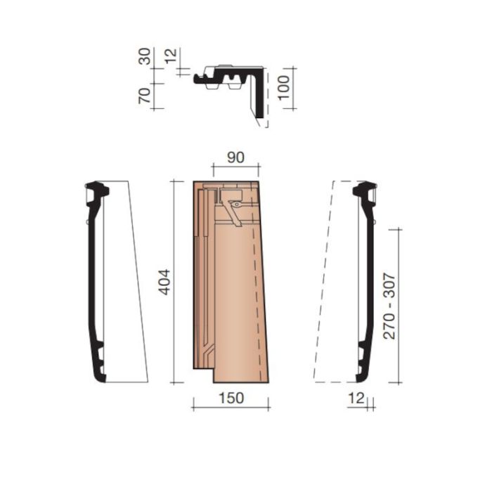 Koramic Datura Halve Gevelpan Rechts Koramic Datura Halve Gevelpan Rechts