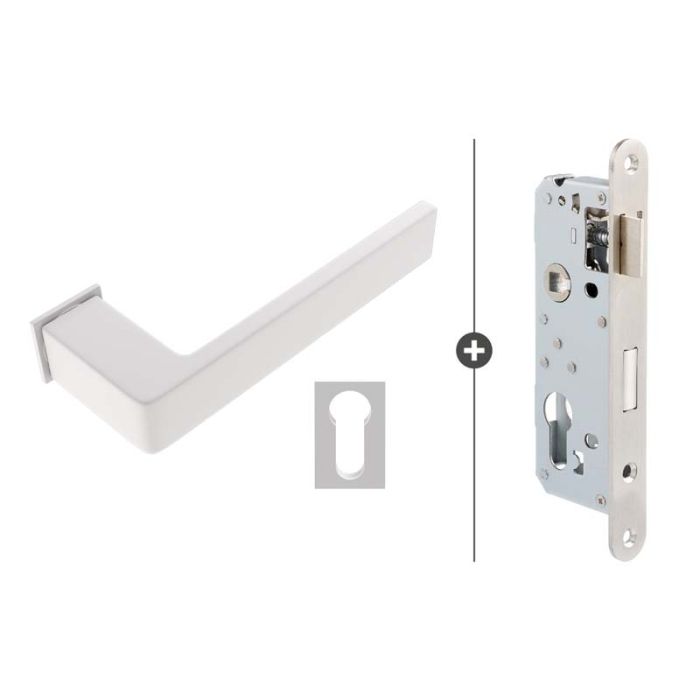 Skantrae Hang- en Sluitwerkpakket Quadrate 28 minimal - Cilinderslot - Wit (836) HR