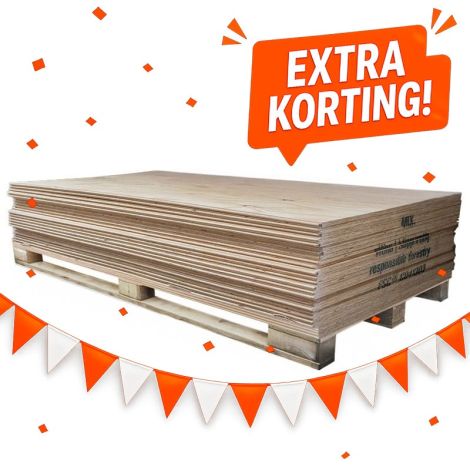 Elliottis Pine Underlayment Palletvoordeel - 18 mm - 2440x1220 Mes en Groef Hoofdafbeelding WK