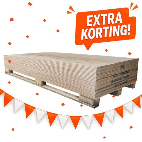 Elliottis Pine Underlayment Palletvoordeel - 18 mm - 2440x1220 Rechte Kanten Hoofdafbeelding WK