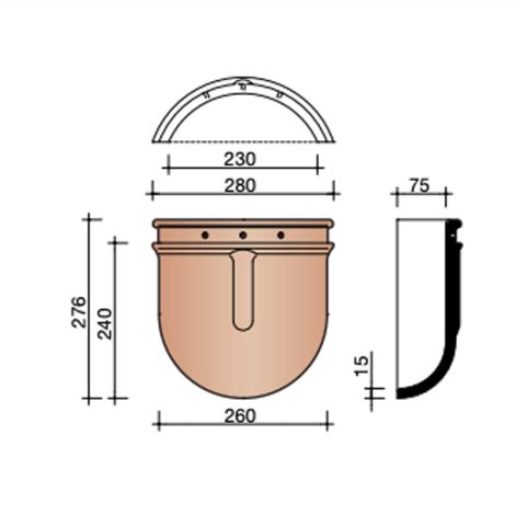 Koramic Beginkapje Halfronde Vorst - Vieilli Blauw Gesmoord (714)