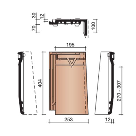 Koramic Datura Gevelpan Rechts - Leikleur Mat engobe (703)
