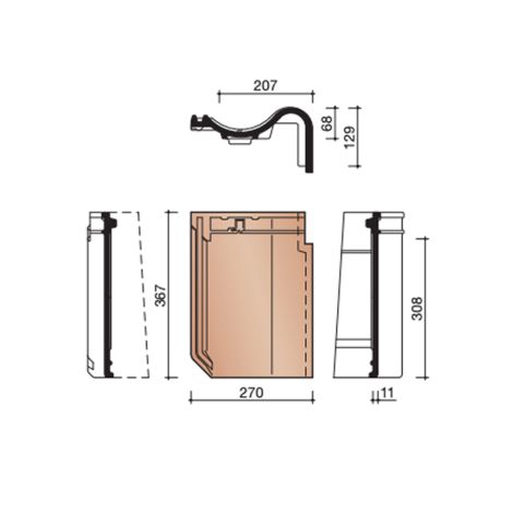 Koramic OVH Vario Gevelpan Rechts - Herfstkleur Satinet (898)
