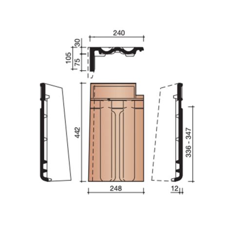 Koramic Standard Mulden Gevelpan Links - Natuurrood (600)