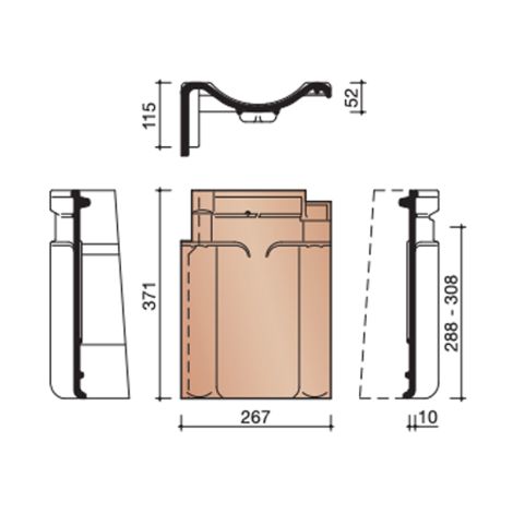Koramic VHV Klassiek Gevelpan Links - Roestkleur Zwart Satinet (740)
