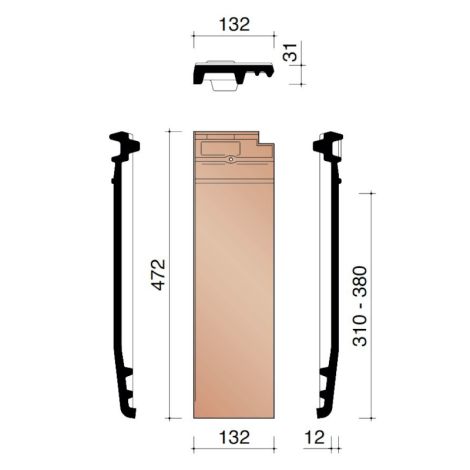 Koramic Actua 10 EB Halve Pan Zonder Zijsluiting - Rood Engobe (602)