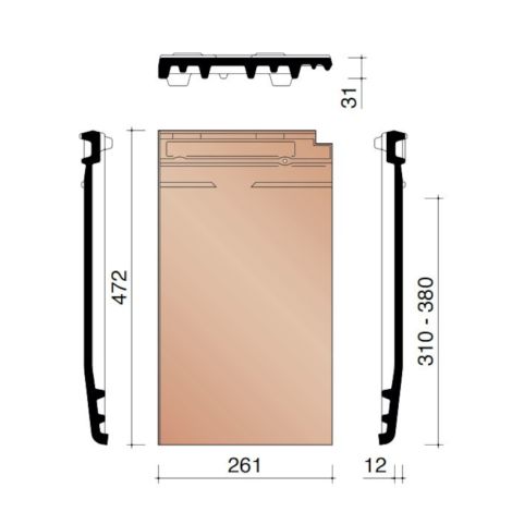 Koramic Actua 10 EB Pan Zonder Zijsluiting - Rood Engobe (602)