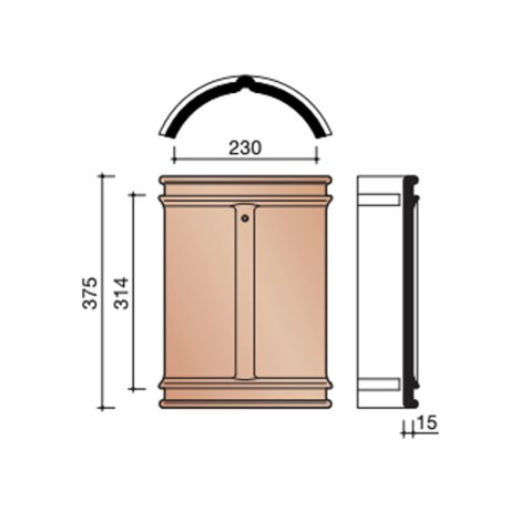 Koramic Halfronde Vorst Met Dubbele Sluiting - Natuurrood (600)
