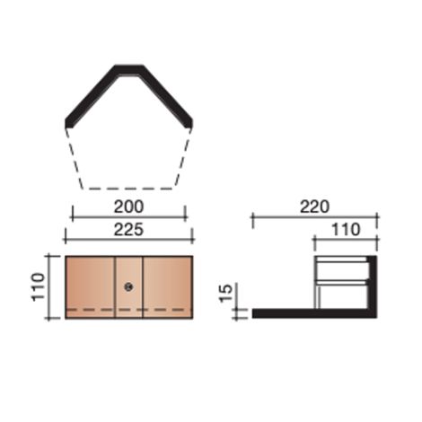 Koramic Hoekige Eindvorst  - Donkergrijs Engobe (708)