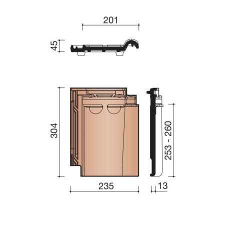 Koramic Tuile du Nord Opalys Halve Pan - Natuurrood (600) 