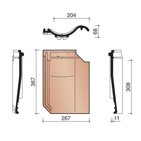 Koramic OVH Klassiek Ventilatiepan - Roestkleur Zwart Satinet (740)