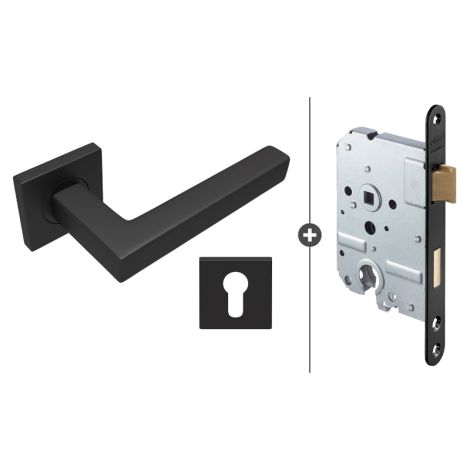 Skantrae Hang- en Sluitwerkpakket Squared 20 Regular - Cilinderslot - Mat Zwart (2052) HR