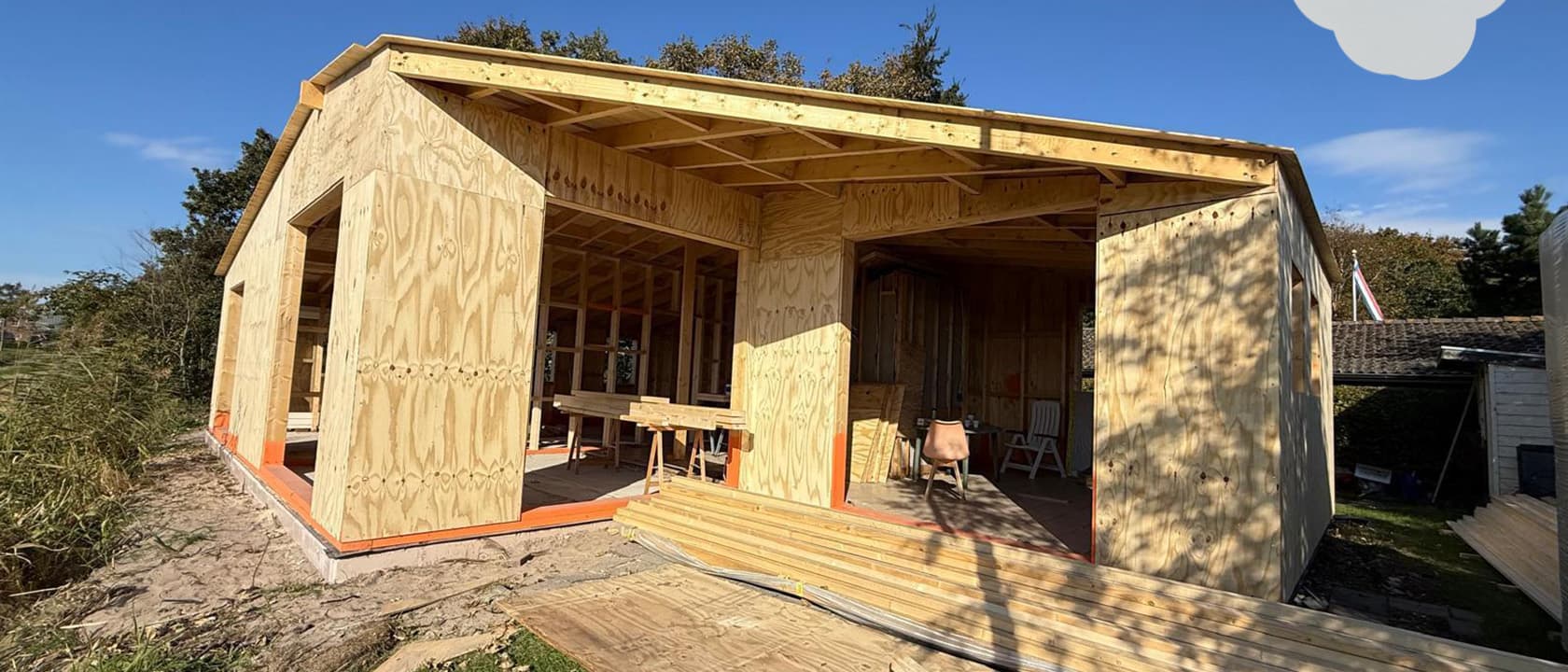 Houtskeletbouw vakantiehuis op een eiland