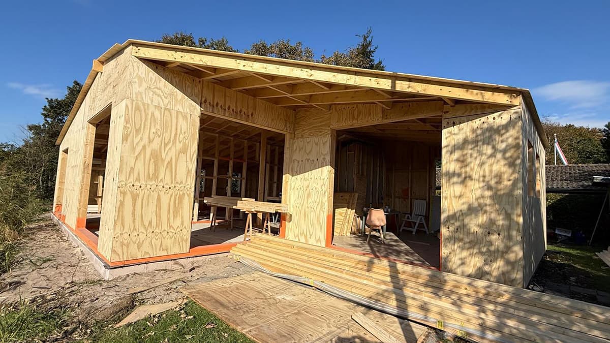 Houtskeletbouw vakantiehuis op een eiland