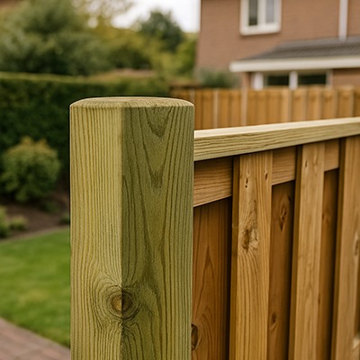 Schutting met geïmpregneerde balk